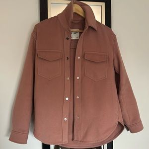 Abercrombie and Fitch. Peach or salmon. Flannel/jacket. Size small, used